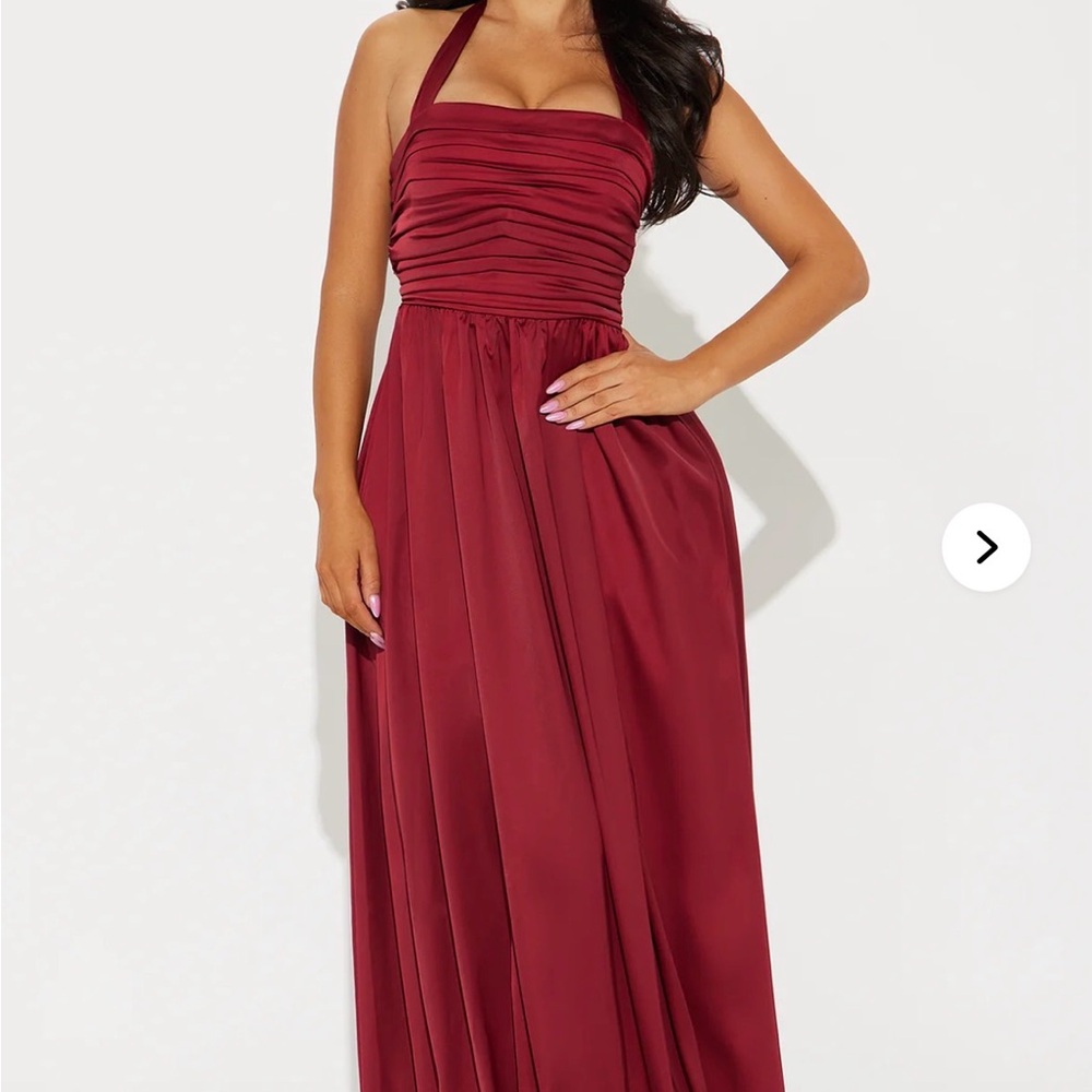 Fashion Nova Halter Satin Bubble Maxi Dress
